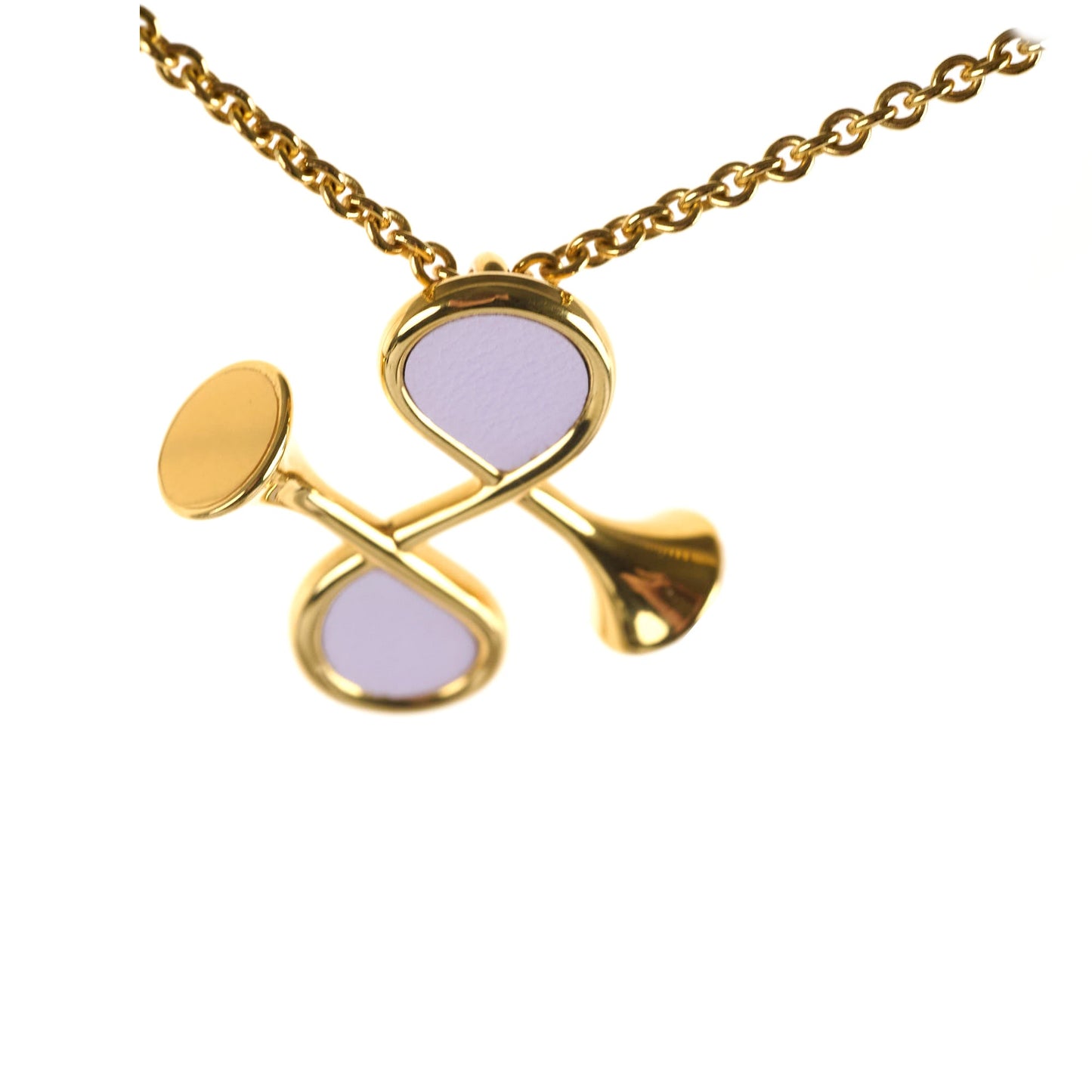 Hermes Heritage Equestre Pendant Necklace Costume Jewellery Mauve