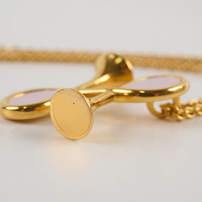 Hermes Heritage Equestre Pendant Necklace Costume Jewellery Mauve