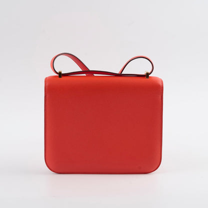 Hermes Constance 18 Epsom Orange Stamp T