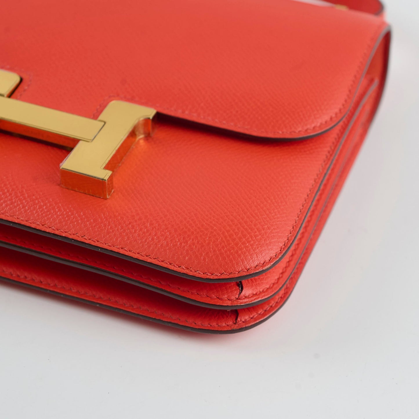 Hermes Constance 18 Epsom Orange Stamp T