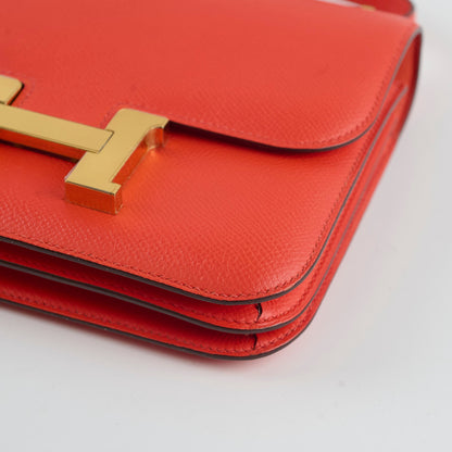 Hermes Constance 18 Epsom Orange Stamp T