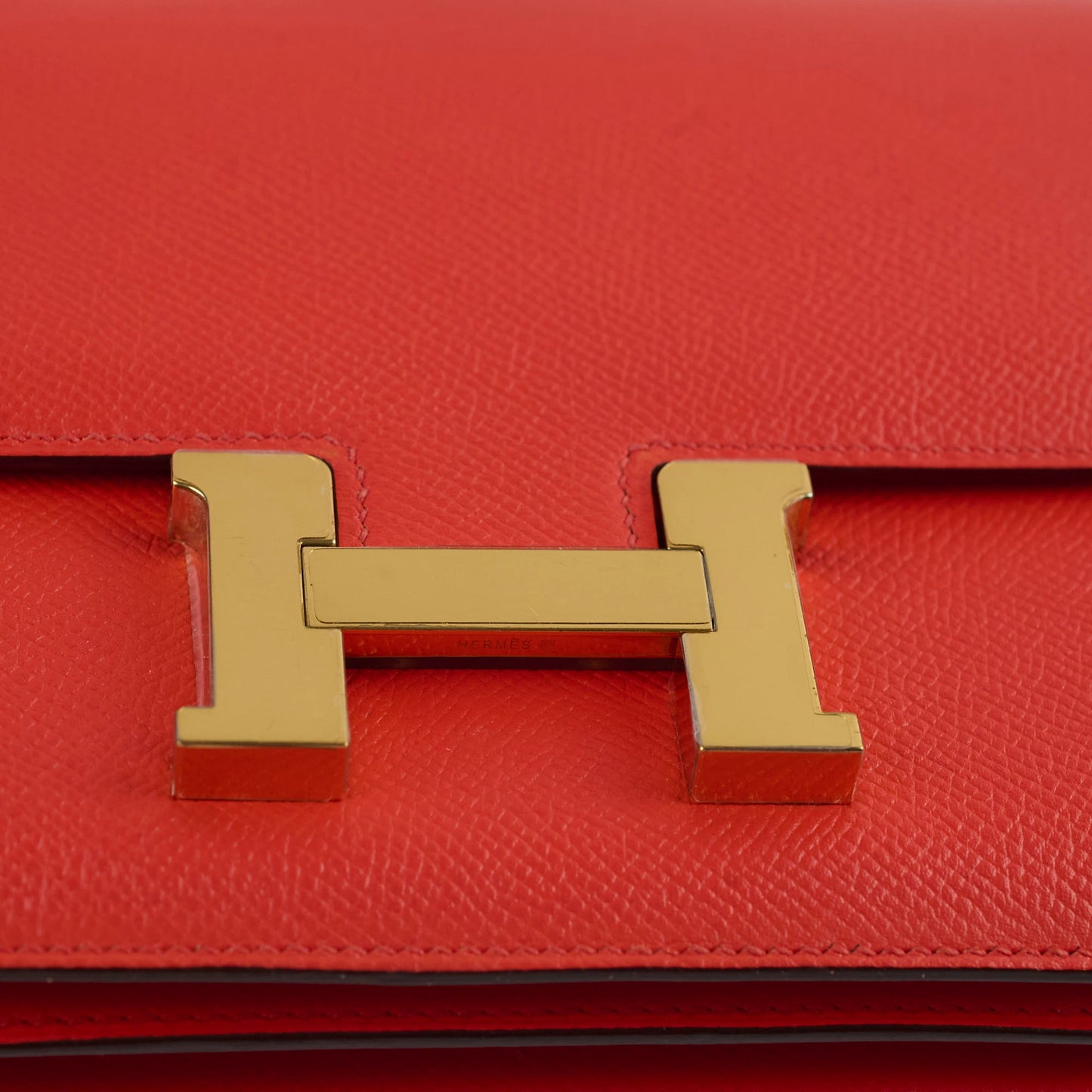 Hermes Constance 18 Epsom Orange Stamp T