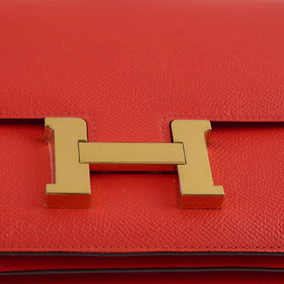 Hermes Constance 18 Epsom Orange Stamp T