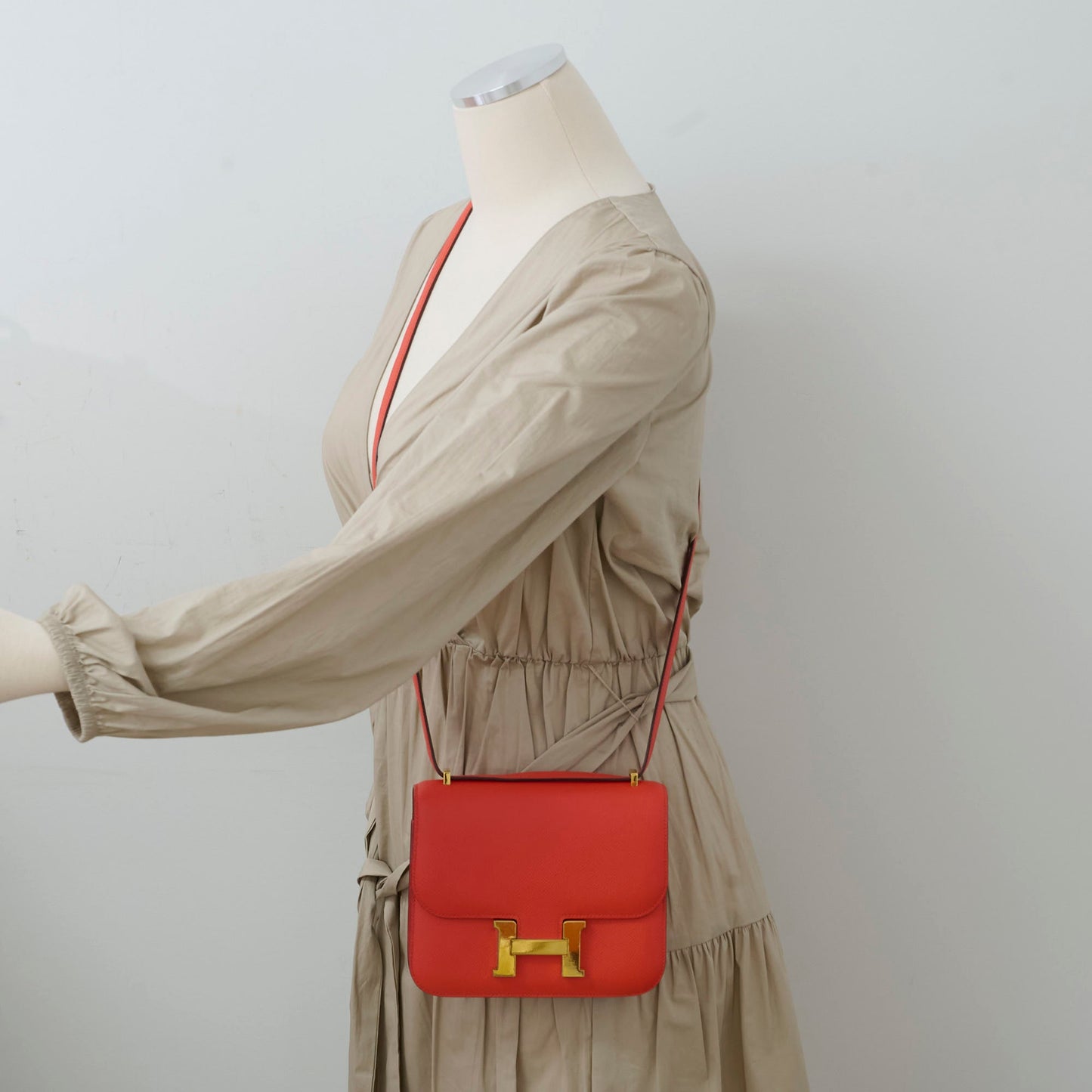 Hermes Constance 18 Epsom Orange Stamp T