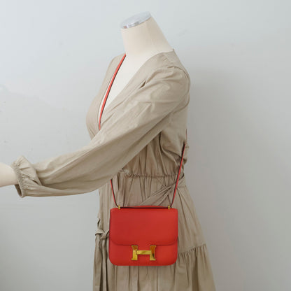 Hermes Constance 18 Epsom Orange Stamp T