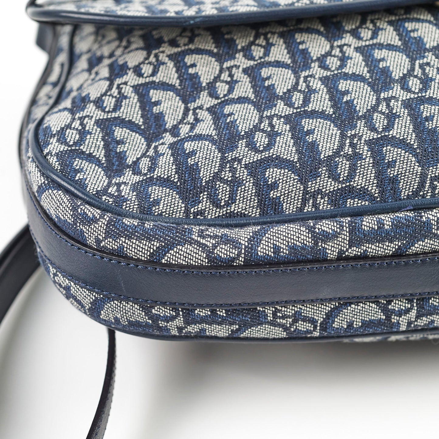 Christian Dior Canvas Vintage Navy Oblique Flap Side Carry 2004