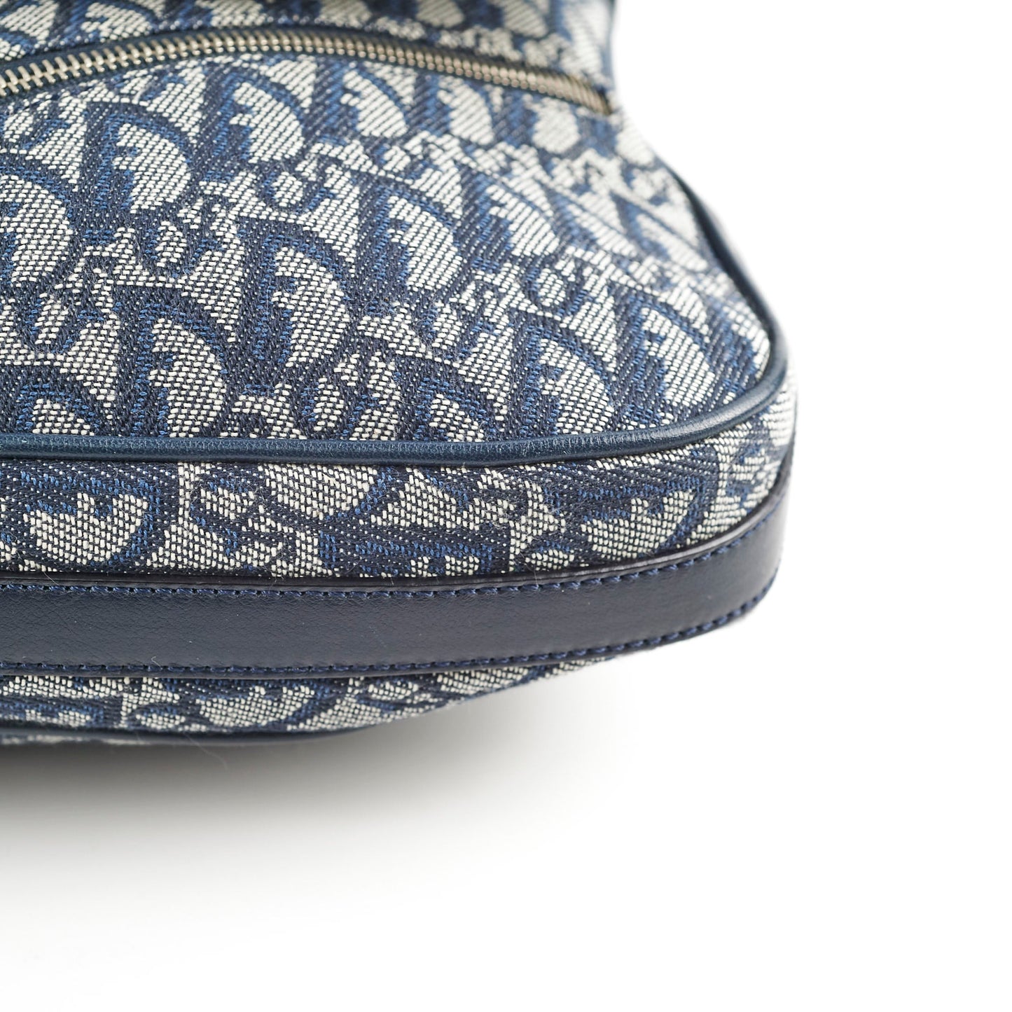 Christian Dior Canvas Vintage Navy Oblique Flap Side Carry 2004