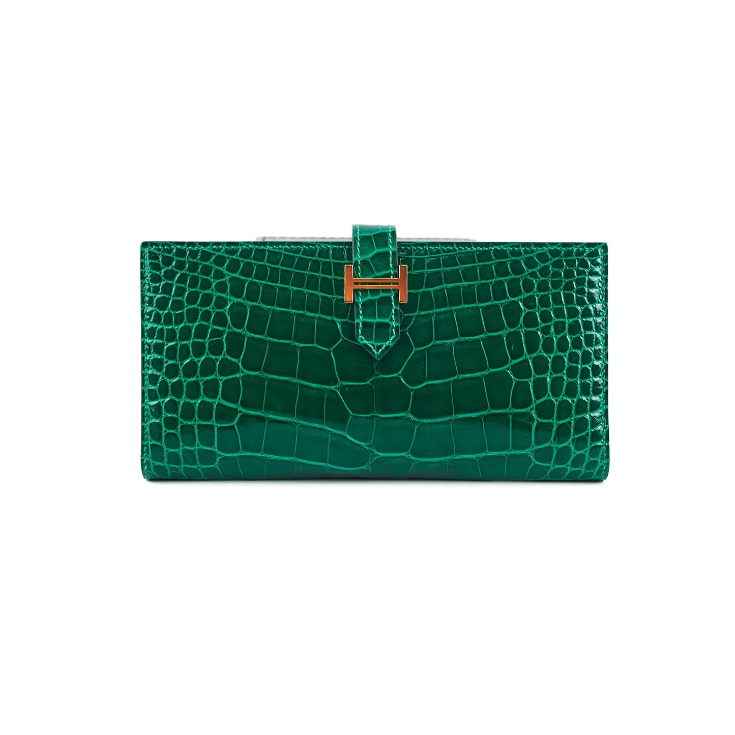 Hermes Bearn Alligator Emerald Wallet D Stamp