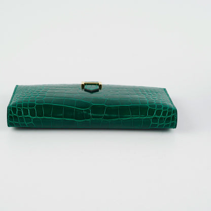 Hermes Bearn Alligator Emerald Wallet D Stamp