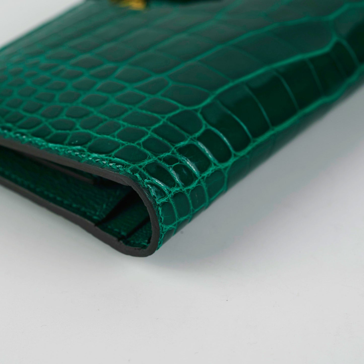 Hermes Bearn Alligator Emerald Wallet D Stamp
