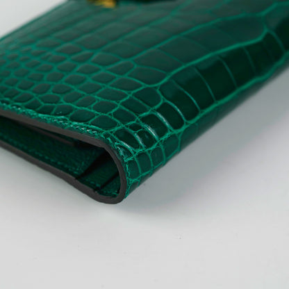 Hermes Bearn Alligator Emerald Wallet D Stamp