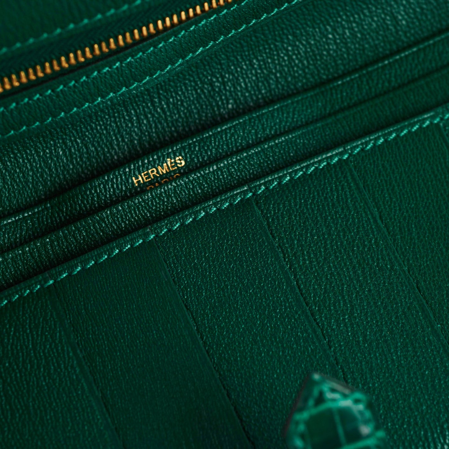Hermes Bearn Alligator Emerald Wallet D Stamp