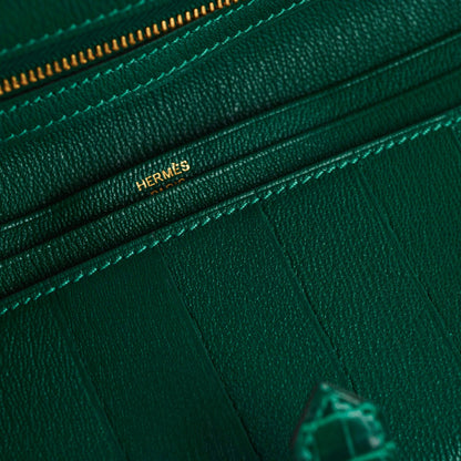 Hermes Bearn Alligator Emerald Wallet D Stamp