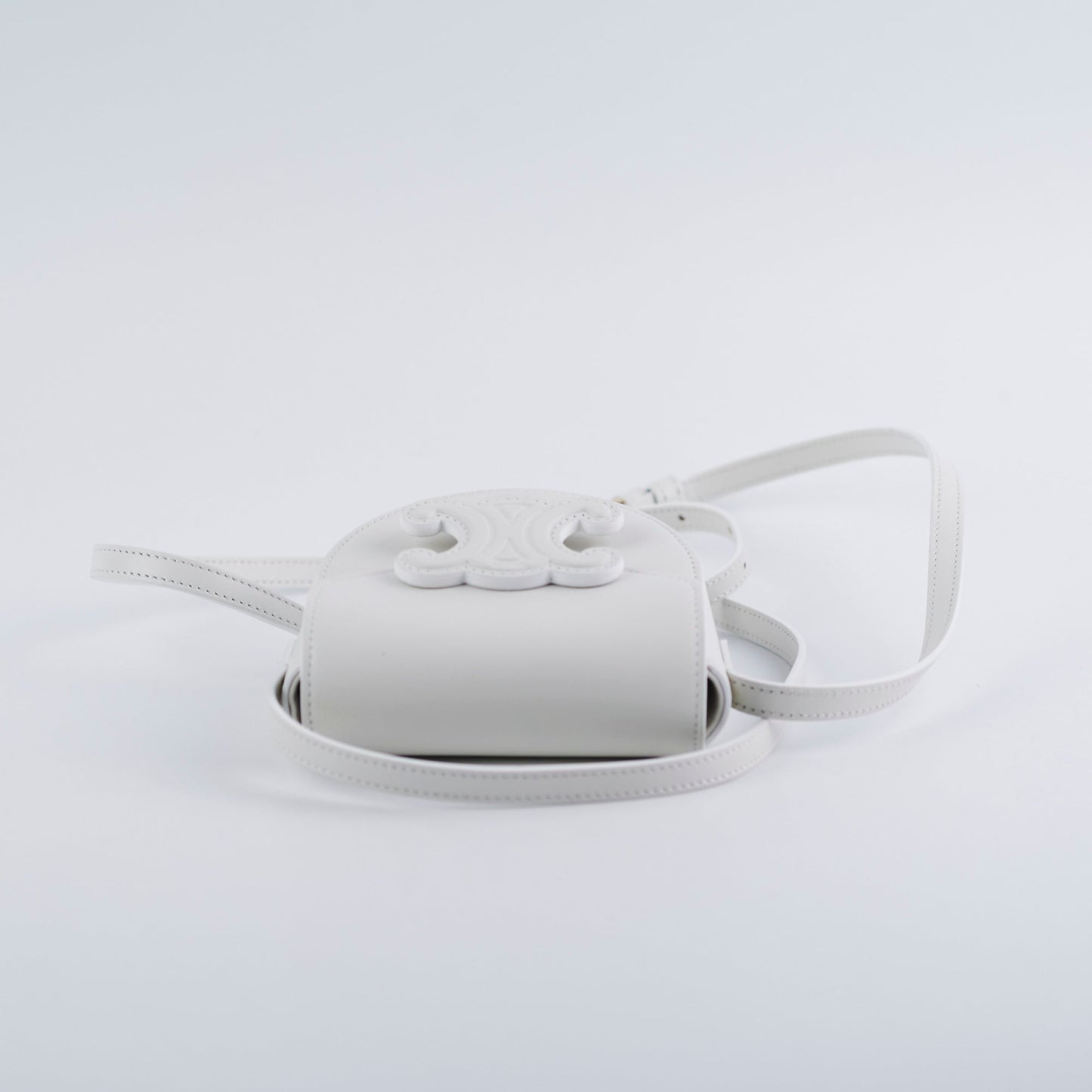 Luxury CELINE Cuir Mini Triomphe White Crossbody Bag