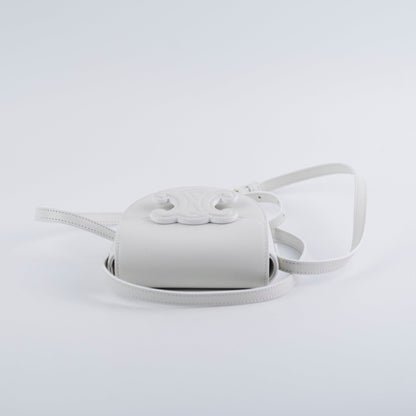 Luxury CELINE Cuir Mini Triomphe White Crossbody Bag