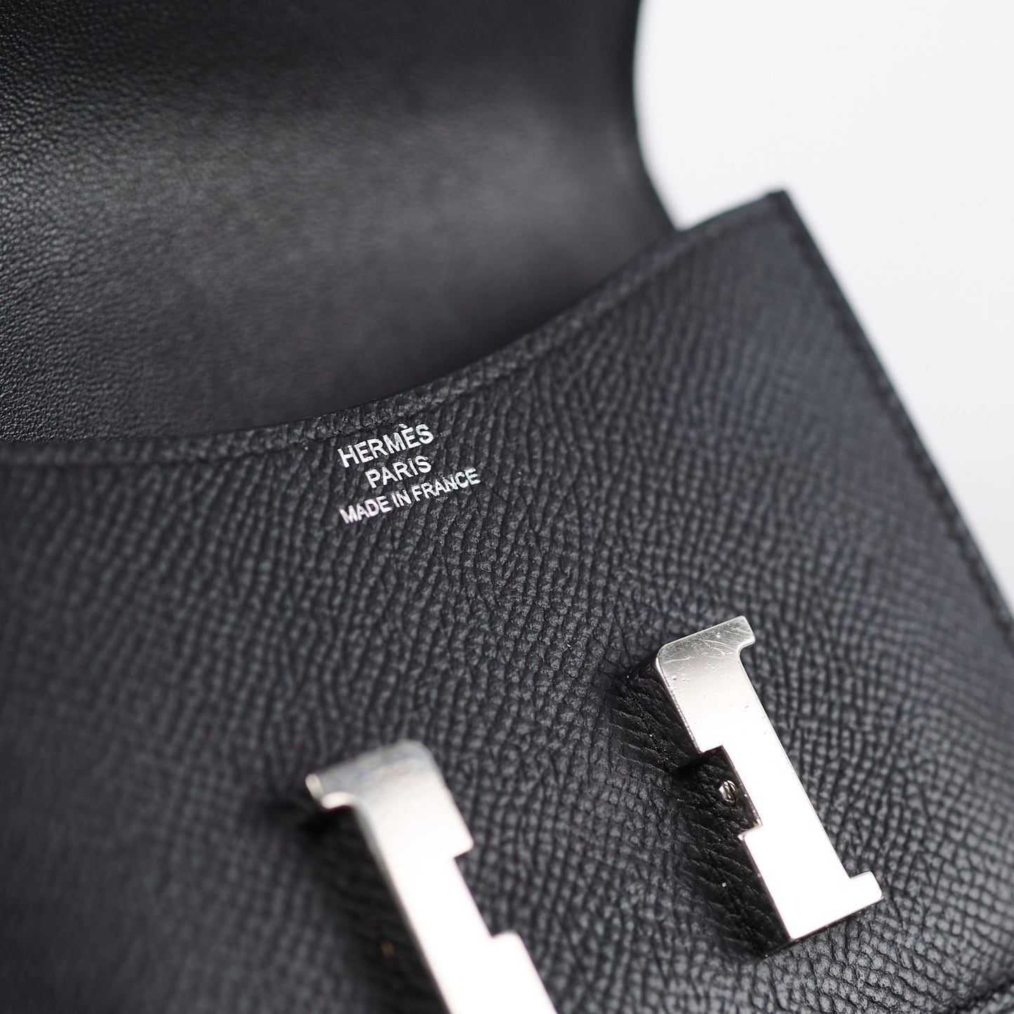 Hermes Constance Slim Wallet Black Epsom Palladium HW U Stamp