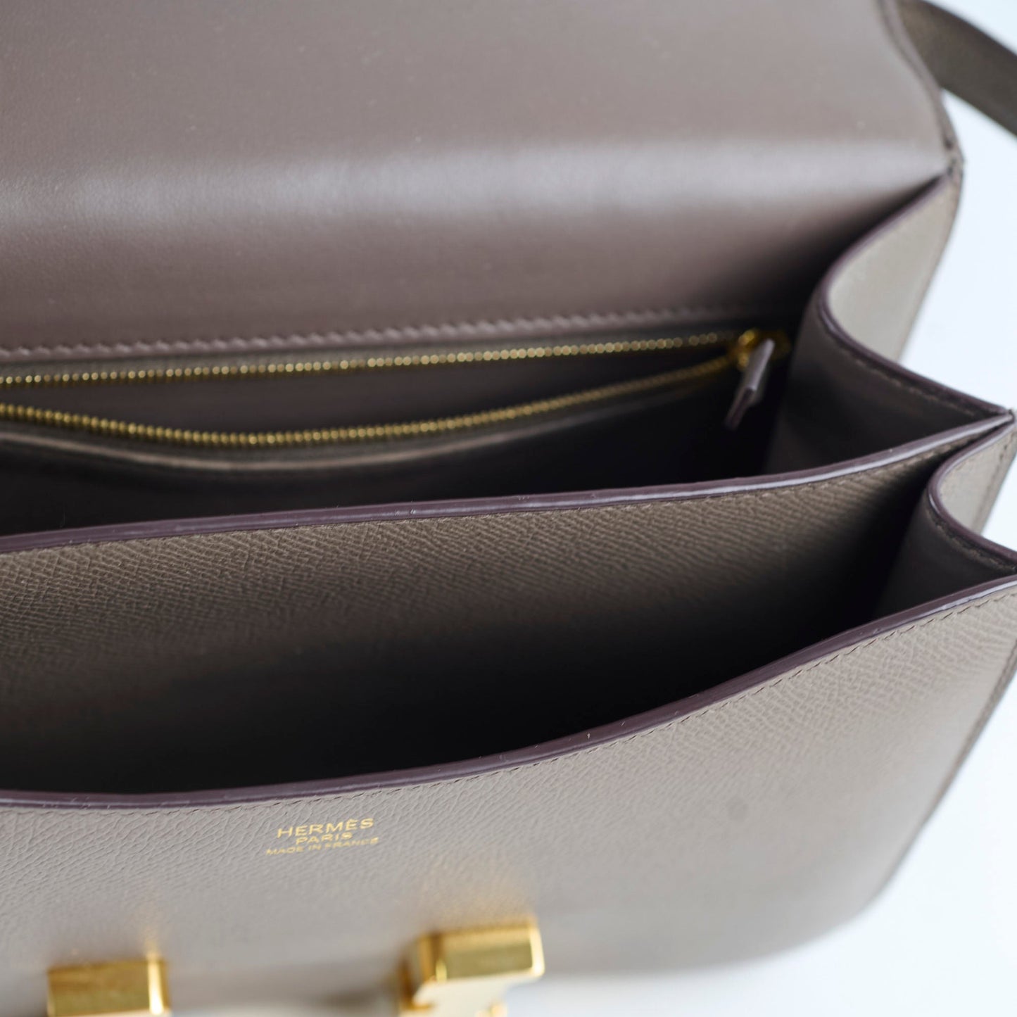 Hermes Constance III 24 Gris Etain 8F Epsom GHW C stamp