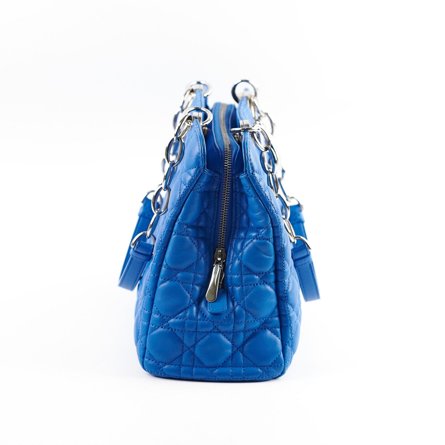 Christian Dior Cannage Leather Shopping Tote Blue