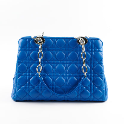 Christian Dior Cannage Leather Shopping Tote Blue