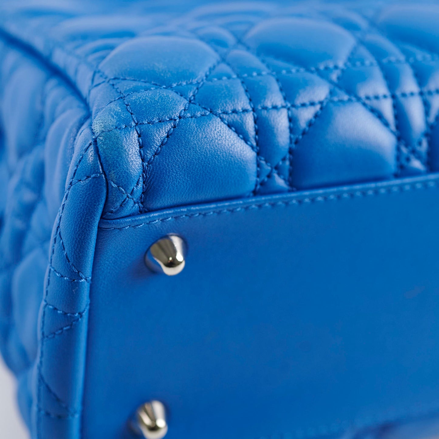 Christian Dior Cannage Leather Shopping Tote Blue