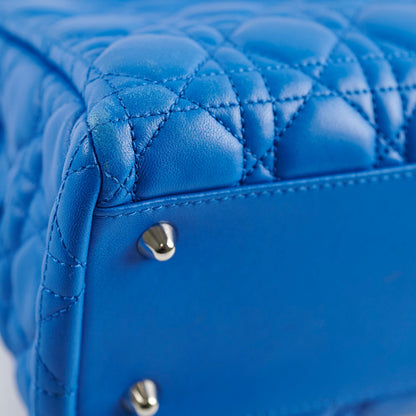Christian Dior Cannage Leather Shopping Tote Blue