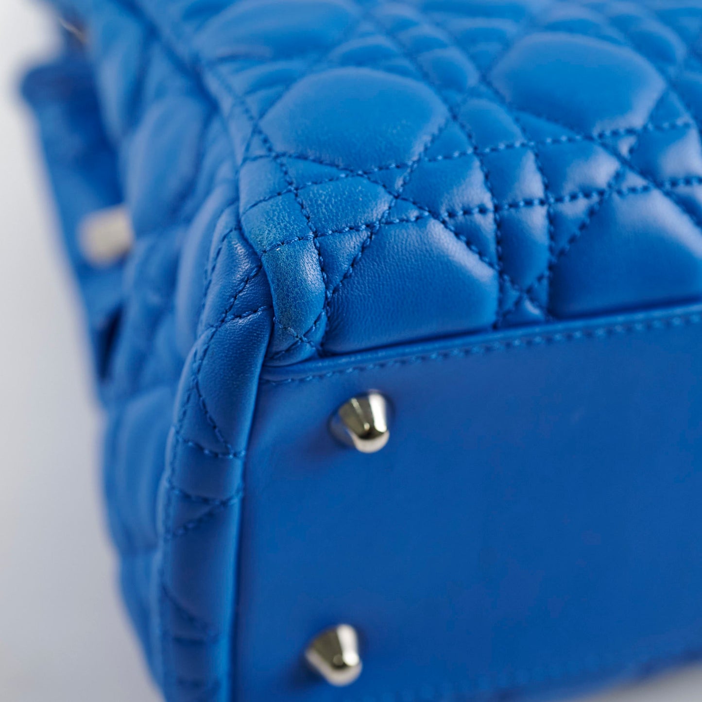 Christian Dior Cannage Leather Shopping Tote Blue