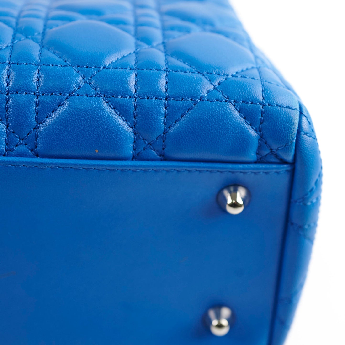 Christian Dior Cannage Leather Shopping Tote Blue