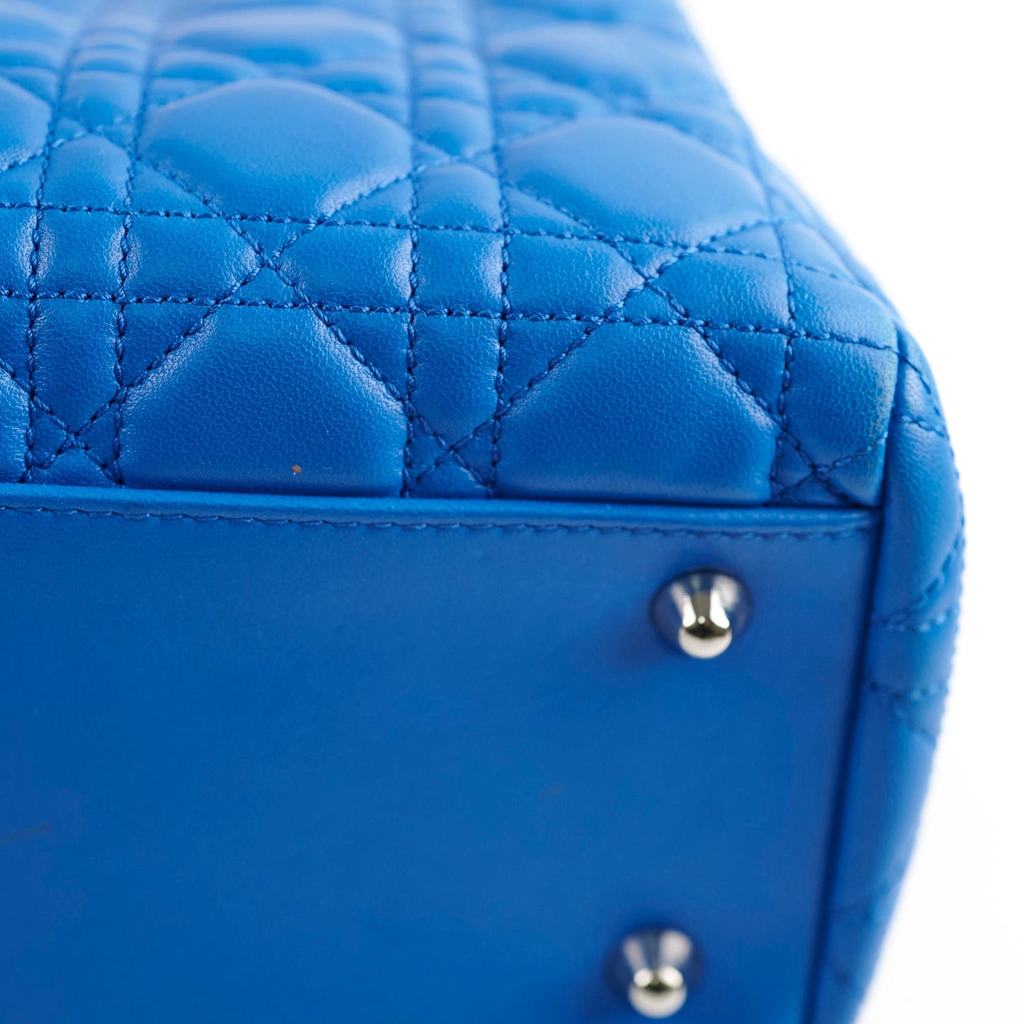 Christian Dior Cannage Leather Shopping Tote Blue