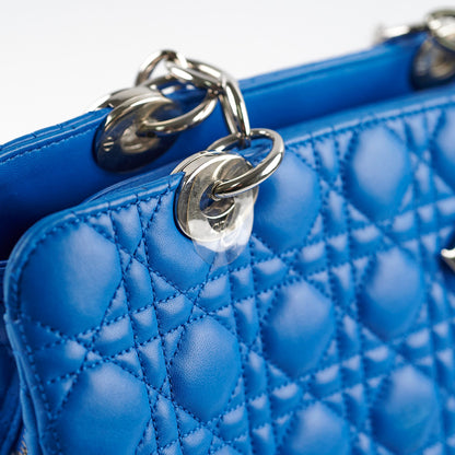 Christian Dior Cannage Leather Shopping Tote Blue