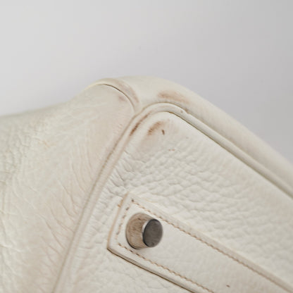 Hermes Birkin 35 Clemence White Stamp P Square (2012)