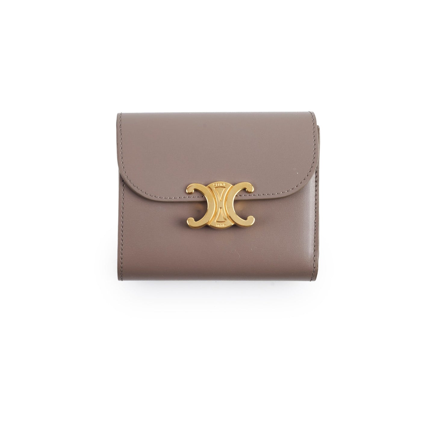 Luxury CELINE Small Flap Wallet Triomphe in Shiny Calfskin Pebble