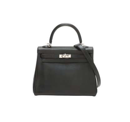 Hermes Kelly 25 Noir Everglain PHW - Stamp J Square