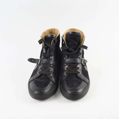 Hermes Quantum High Top Seude/Leather Sneakers Black Size 41.5