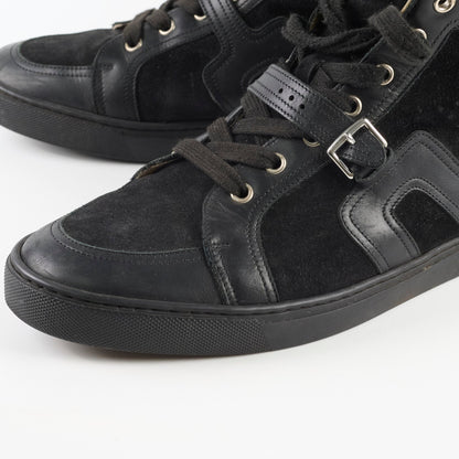 Hermes Quantum High Top Seude/Leather Sneakers Black Size 41.5