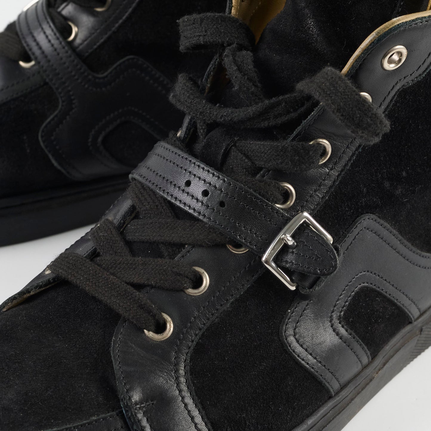 Hermes Quantum High Top Seude/Leather Sneakers Black Size 41.5