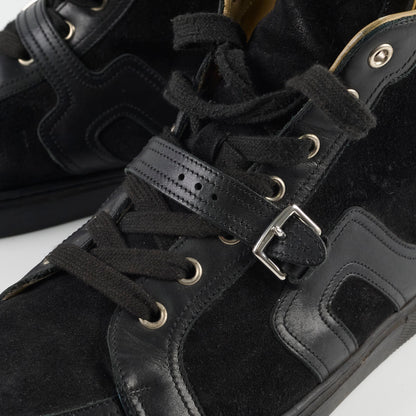 Hermes Quantum High Top Seude/Leather Sneakers Black Size 41.5