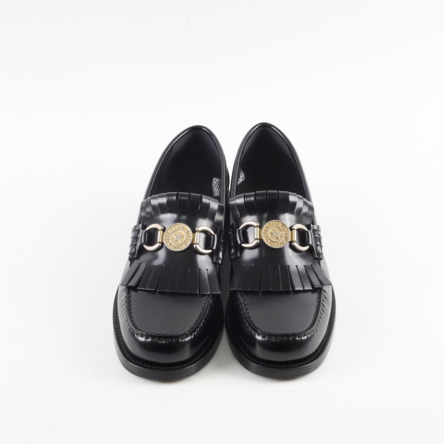 Christian Dior Emblem Leather Loafers Black SIze 39