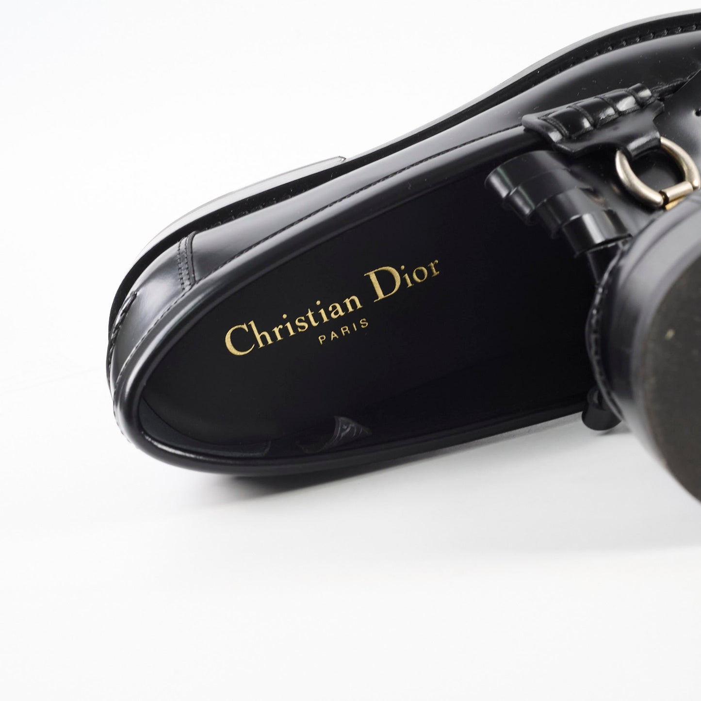 Christian Dior Emblem Leather Loafers Black SIze 39