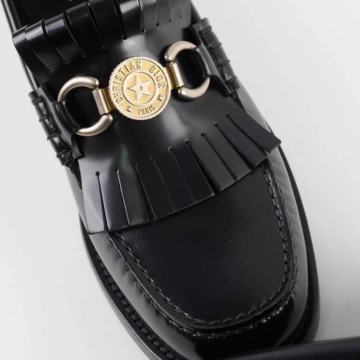 Christian Dior Emblem Leather Loafers Black SIze 39