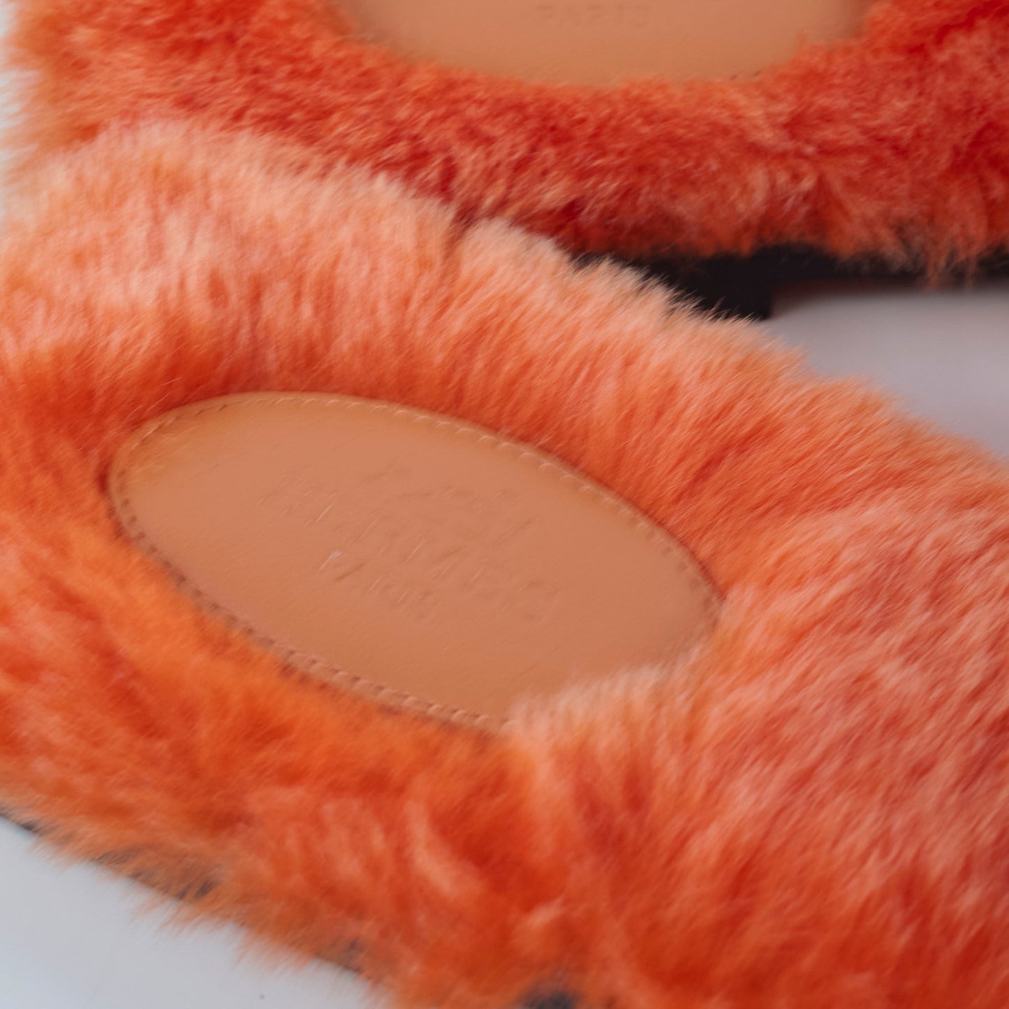 Hermes Fur Oran Sandals Orange Size 40