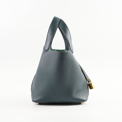 Hermes Picotin 18 Vert Cypres Clemence GHW