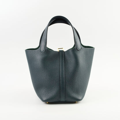 Hermes Picotin 18 Vert Cypres Clemence GHW