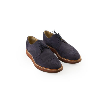 Hermes Mens Lace Up Brogues Suede Navy - Size 42.5