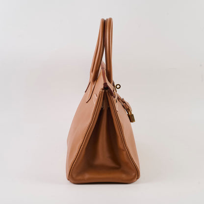 Hermes Birkin 30 Gold Courchevel GHW D in Square