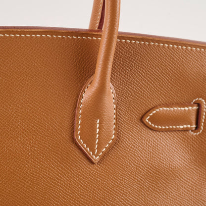 Hermes Birkin 30 Gold Courchevel GHW D in Square
