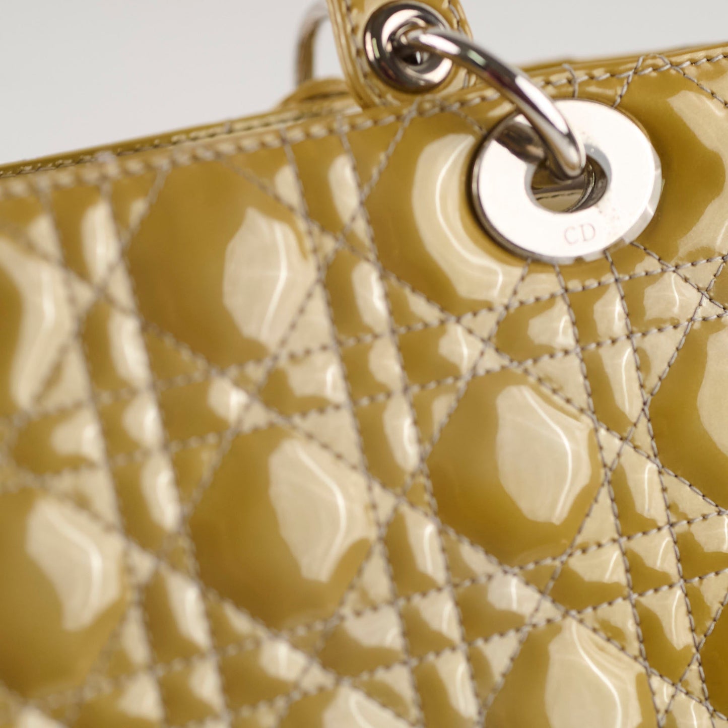 Dior Lady Dior Medium Patent Yellow/Gold