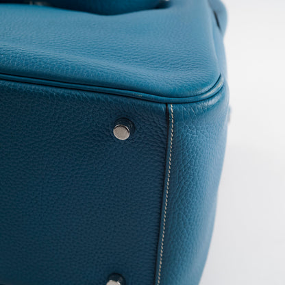 Hermes Lindy 30 Clemence PHW Blue Jeans T Stamp 2015