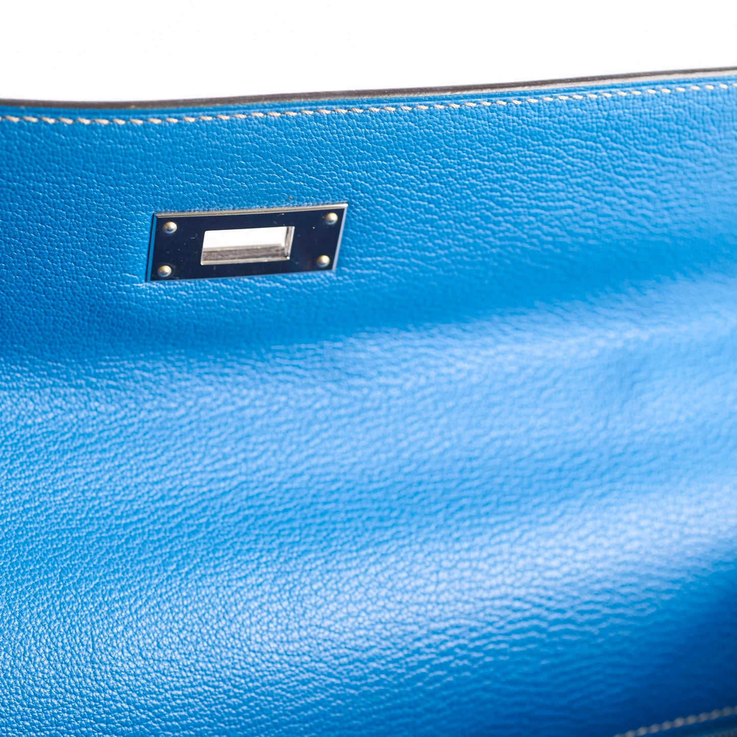 Hermes Kelly 35 Candy Bleu Electrique and Mykonos Epsom Retourne Palladium HW, R in square
