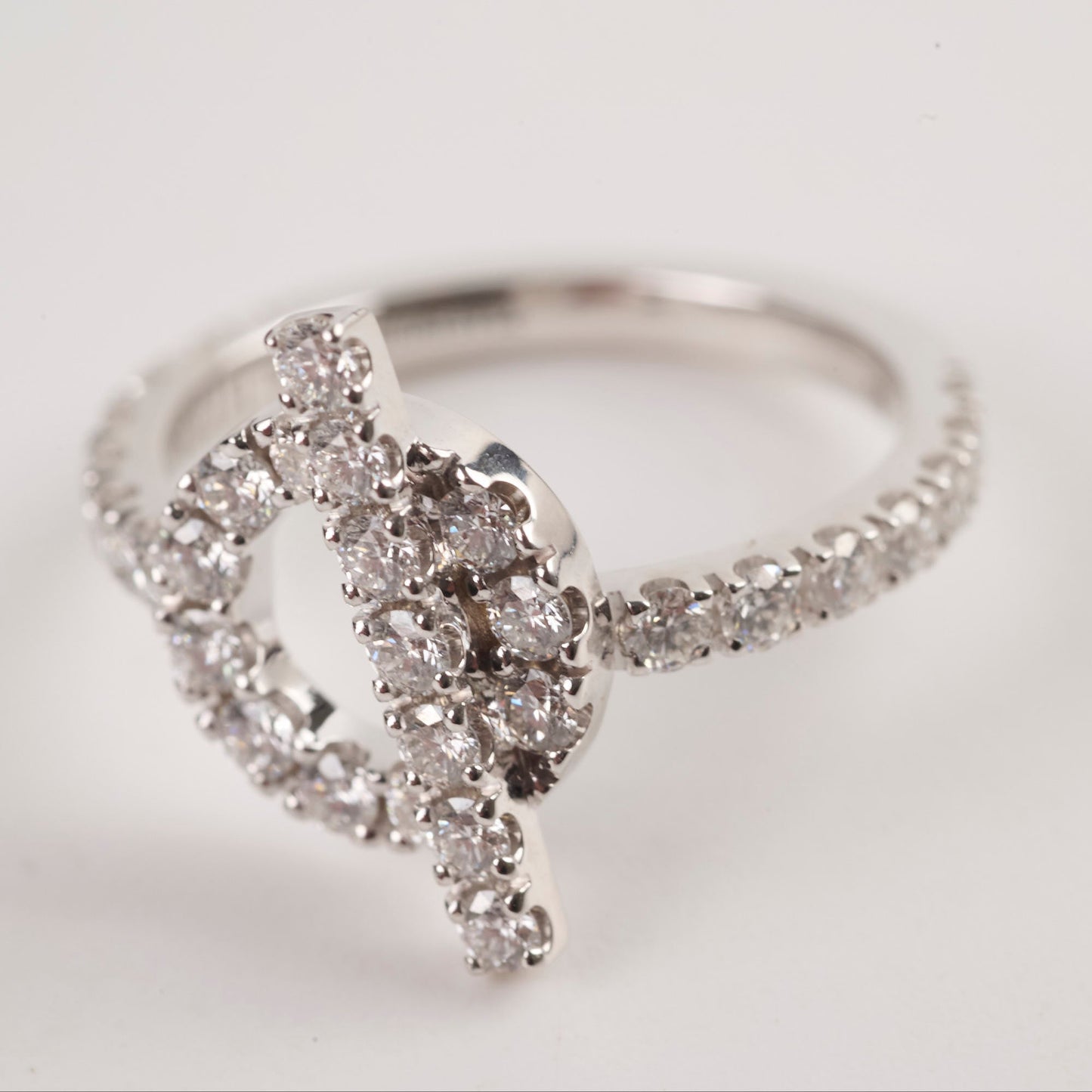 Hermes Finess White Gold with Diamond Ring Size 51