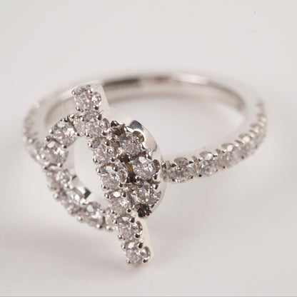 Hermes Finess White Gold with Diamond Ring Size 51
